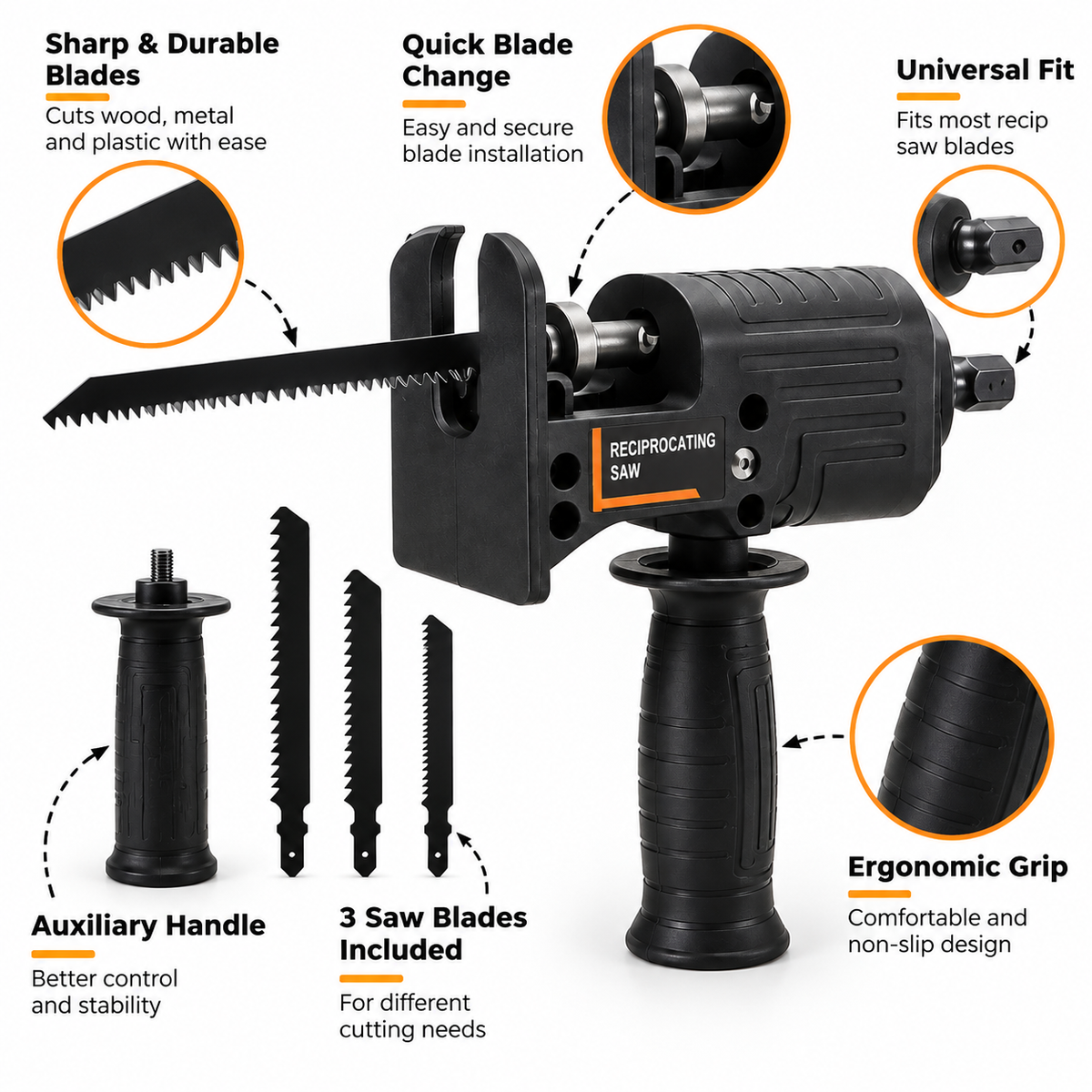 Electric Reciprocating Saw Attachment Tool