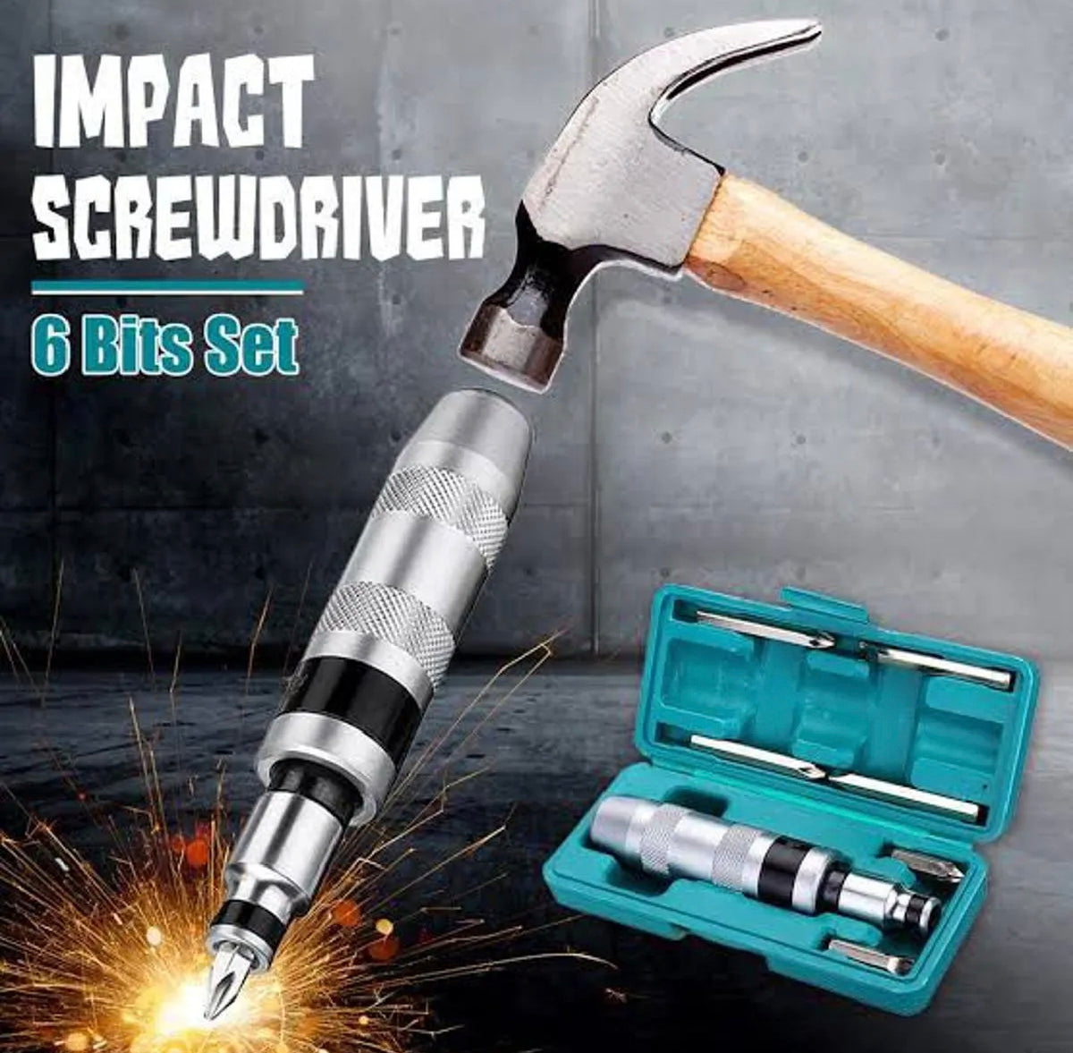 Manual Impact Screwdriver 6 Bits Set