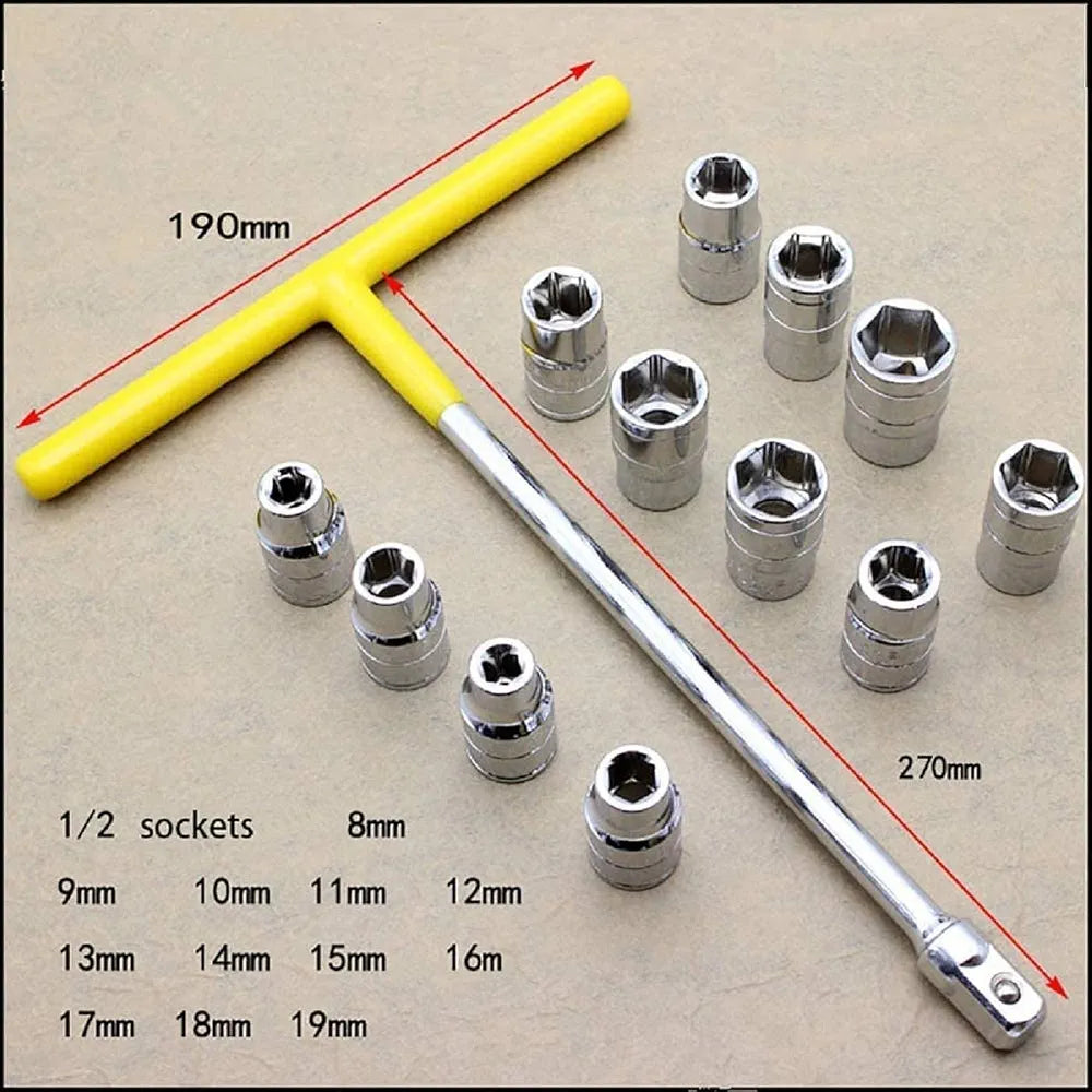 13Pcs T Handle Socket Wrench Set